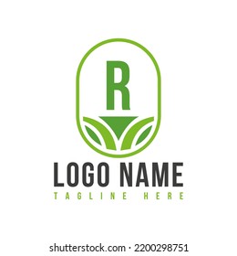 Agriculture Logo On Letter R Concept. Agro Farm Logo Symbol Vector Template