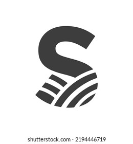 Agriculture Logo On Letter S Concept. Farm Logo Based on Alphabet for Bakery, Bread, Pastry, Home Industries Business Identity