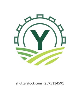 Agriculture Logo On Letter Y. Agro Farming Logo Symbol Vector and Template