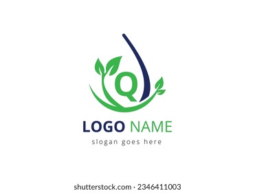 Agriculture Logo On Q Letter Concept. Agriculture and farming logo design. Agribusiness, Eco-farm logo Design Vector template
