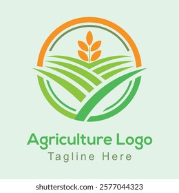 Agriculture Logo, Organic, Cultivate, Farm, Farmer, Harvest, Leaf, Plants, Green, Field, Farming, Land, Green Land, Food