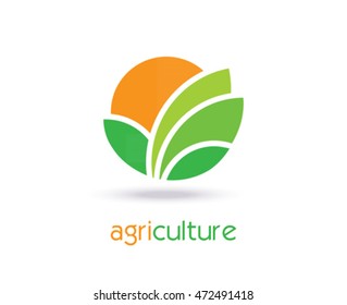 Agriculture Logo Template Design. Icon, Sign or Symbol. farm, nature, ecology. Vector flat design