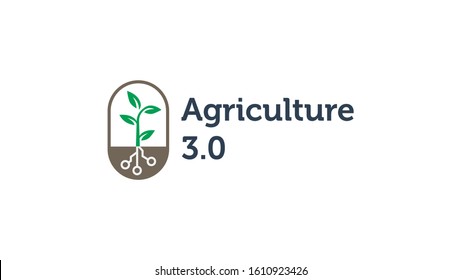 Agriculture Logo Template Design. Vector Abstract Shapes For Green Technology Brand, Logo, Label Design. Eco, Organic, Tree, Energy, Natural Resources Tech.