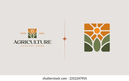 Agriculture Logo Template. Universal creative premium symbol. Vector illustration. Creative Minimal design template. Symbol for Corporate Business Identity