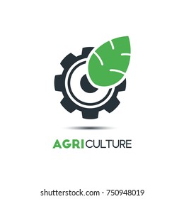 Agriculture Logo Template Vector Icon Design. A Leaf And Gear Vector Illustration.
