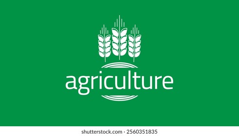 Agriculture logo vector modern graphic, wheat cereal farm ear green white leaves logotype illustration, bakery eco food organic sprouts creative logotype image clip art