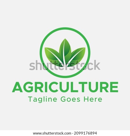 Agriculture Logo.Green gradient color. Circle shape. Minimalistic abstract logo.