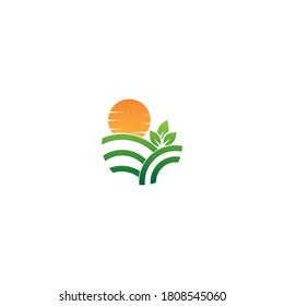 Logotipo agrícola.Diseño del logotipo del vector hoja de árbol, concepto ecológico