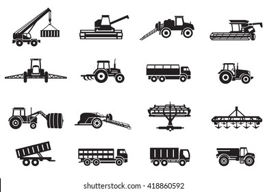 Agriculture machines tractors combine and equipment svg