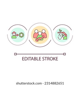 Agriculture mechanization loop concept icon. Farming automation. Reduce labor. Provide innovation abstract idea thin line illustration. Isolated outline drawing. Editable stroke. Arial font used