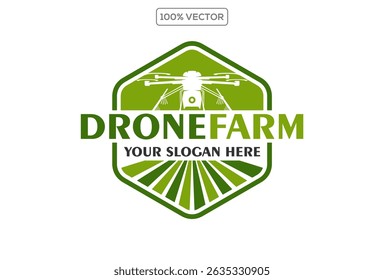 Agricultura Técnica moderna com tecnologia de drone modelo de design de logotipo estoque