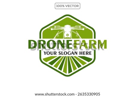 Agriculture Modern Technique with Drone Technology logo design template stock