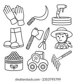 agriculture objects vector illustrations set