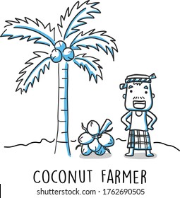 Agriculture Occupation - Coconut Farmer (Hand drawn | Sketch)