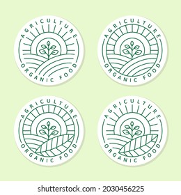 Agriculture organic food logo or illustration label, sticker vector