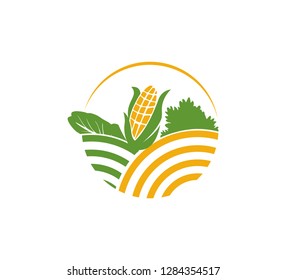 agriculture organic plant horticulture vegetable field vector icon logo design template