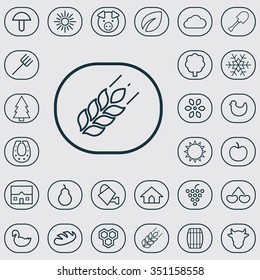 agriculture outline, thin, flat, digital icon set for web and mobile