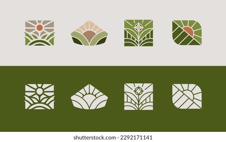 Agriculture Plant Leaf Logo Template. Universal creative premium symbol. Vector illustration. Creative Minimal design template. Symbol for Corporate Business Identity