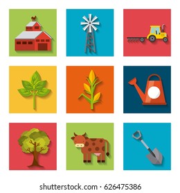 agriculture production set icons