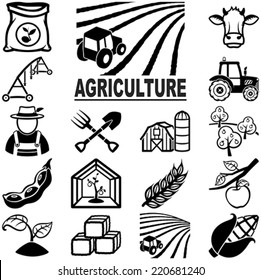 Agriculture related vector icons / silhouettes