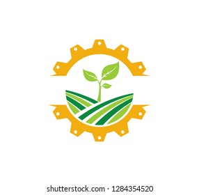 agriculture science technology organic plant vector icon logo design template