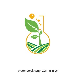 agriculture science technology organic plant laboratory vector icon logo design template