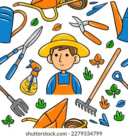 Agriculture seamless pattern in vector illustration