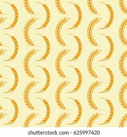 Agriculture seamless pattern. Vector yellow ears of wheat background