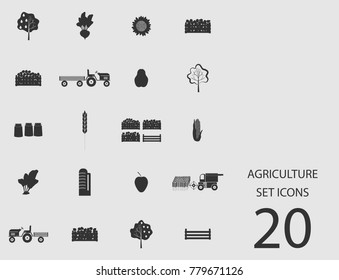 Agriculture set of flat icons. Simple vector illustration