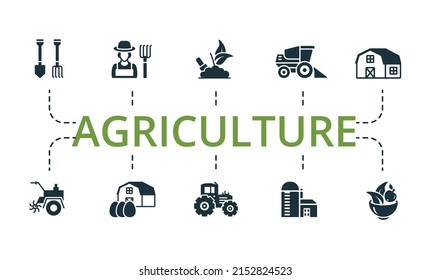Agriculture set icon. Editable icons agriculture theme such as gardening, egg farm, tractor and more.