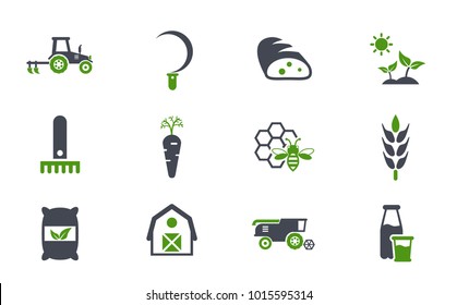 agriculture simple vector icons in two colors