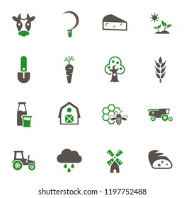 agriculture simple vector icons in two colors