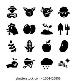 agriculture solid icons vetor design