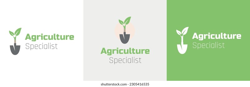 Conjunto de diseños de logotipo de especialista en agricultura, símbolo de logotipo moderno agrónomo, concepto de emblema de consultor en cultivo, ilustración comercial editable de experto en agricultura, marca agronómica, identidad de marca