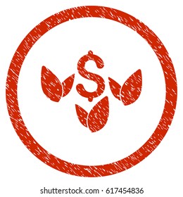 Agriculture Startup grainy textured icon inside circle for overlay watermark stamps. Flat symbol with dirty texture. Circled vector red rubber seal stamp with grunge design.