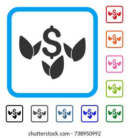 Agriculture Startup icon. Flat gray pictogram symbol inside a light blue rounded rectangular frame. Black, gray, green, blue, red, orange color versions of Agriculture Startup vector.