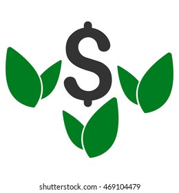 Agriculture Startup icon. Vector style is bicolor flat iconic symbol with rounded angles, green and gray colors, white background.