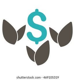 Agriculture Startup icon. Vector style is bicolor flat iconic symbol with rounded angles, grey and cyan colors, white background.