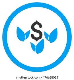 Agriculture Startup rounded icon. Vector illustration style is flat iconic bicolor symbol, blue and gray colors, white background.