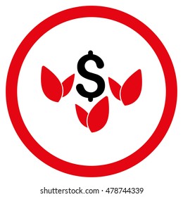Agriculture Startup rounded icon. Vector illustration style is flat iconic bicolor symbol, intensive red and black colors, white background.
