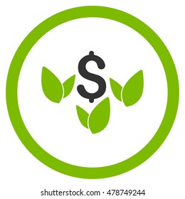 Agriculture Startup rounded icon. Vector illustration style is flat iconic bicolor symbol, eco green and gray colors, white background.