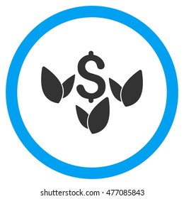 Agriculture Startup vector bicolor rounded icon. Image style is a flat icon symbol inside a circle, blue and gray colors, white background.