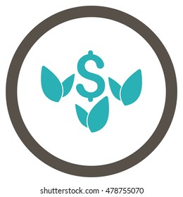 Agriculture Startup vector bicolor rounded icon. Image style is a flat icon symbol inside a circle, grey and cyan colors, white background.