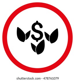 Agriculture Startup vector bicolor rounded icon. Image style is a flat icon symbol inside a circle, intensive red and black colors, white background.