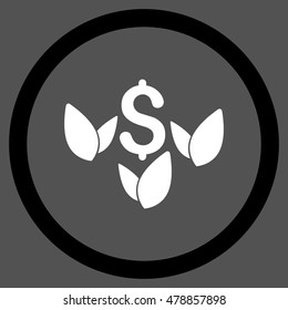 Agriculture Startup vector bicolor rounded icon. Image style is a flat icon symbol inside a circle, black and white colors, gray background.