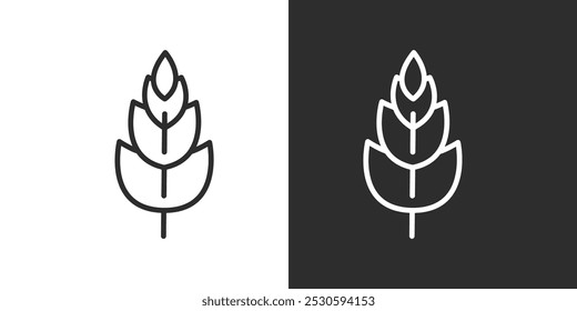 Símbolo de agricultura, ilustração de logotipo. Ícone De Orelha De Trigo. Versão da Linha e do Glifo, Contorno e Sinal de Vetor Preenchido. Pictograma Linear e Completo de Grãos de Cereais