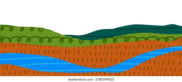 Agriculture tea background and pattern field collage with farm green rice. Abstract plantation brochure and hill header agro with organic graphic design. Forest agriculture paper and template.