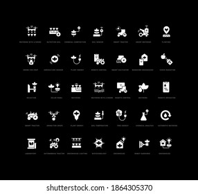 Agriculture Technology. Collection of perfectly simple monochrome icons for web design, app, and the most modern projects. Universal pack of classical signs for category Technology.