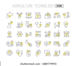 Agriculture Technology. Collection of perfectly thin icons for web design, app, and the most modern projects. The kit of signs for category Technology.