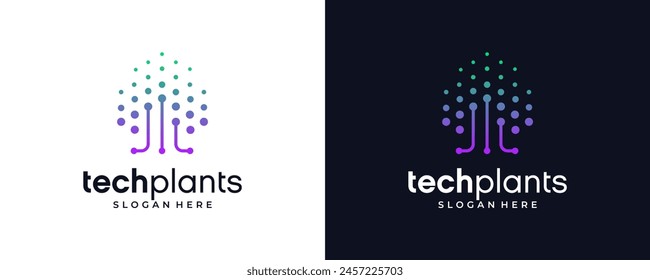 Agriculture technology logo, Leaf tech, vector Agriculture Logo illustrations